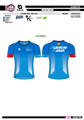 Lycra MC PRO 2.0 - Kayak Polo - Azul