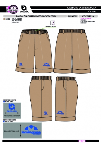 Pantalón Corto Uniforme - Infantil -...