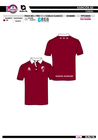 Polo MC PRO 1.1 Cuello Clásico - Granate