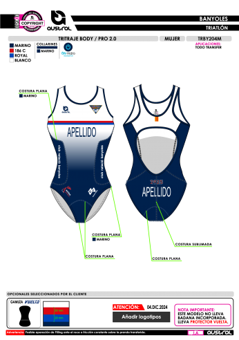 Tritraje body PRO 2.0 - Marino