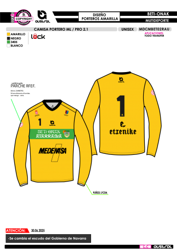 Camiseta Portero ML PRO 2.1 - Amarillo