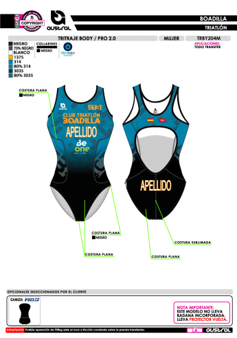 Tritraje body PRO 2.0 - Negro