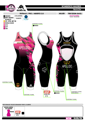 Tritraje PRO abierto 2.0 - Rosa