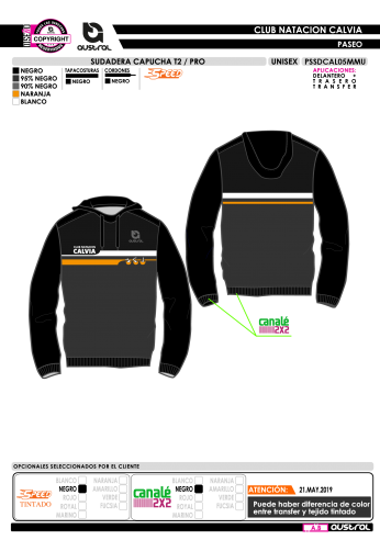Sudadera Capucha T2 PRO - Negro