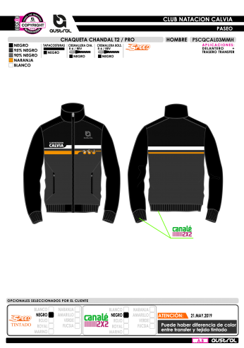 Chaqueta Chándal T2 PRO - negro