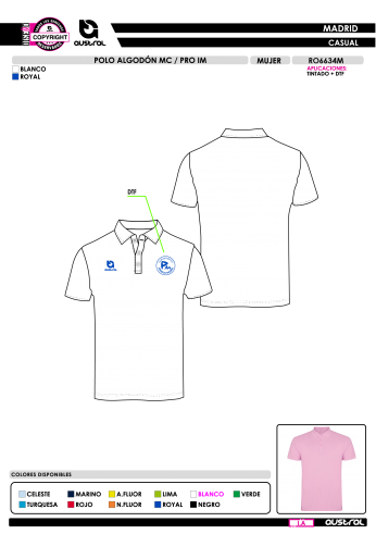 Polo Algodón MC PRO IM - Blanco