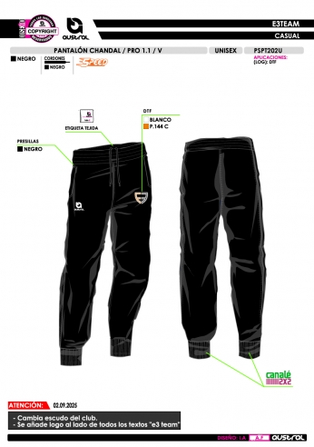 Pant. Largo Chándal PRO 1.1 V - Negro