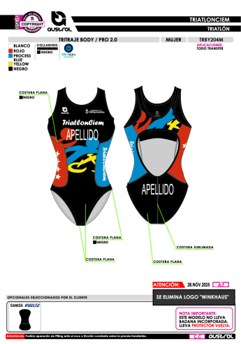Tritraje body PRO 2.0 - Negro