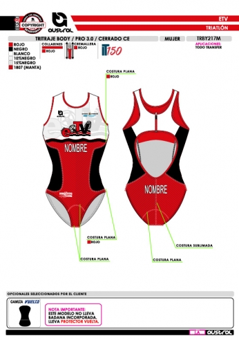 Tritraje Body 3.0 cerrado CE - Rojo
