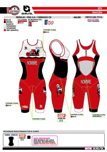 Tritraje PRO 3.0 cerrado CE - Rojo