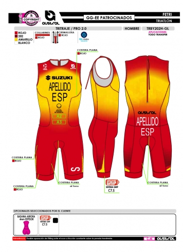 Tritraje PRO 2.0 - Patrocinado - Rojo