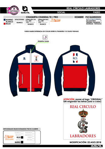 Chaqueta chandal T2 PRO - Social - Rojo