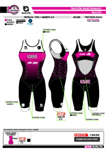 Tritraje PRO abierto 2.0 - Fucsia