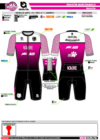 Tritraje AERO D PRO 5.1 Abierto - Fucsia