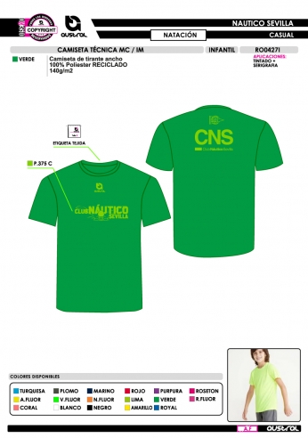 Camiseta Técnica MC IM - Natación -Verde