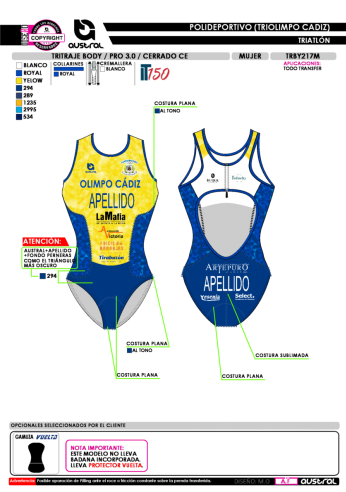 Tritraje Body 3.0 cerrado CE - Royal