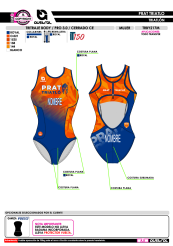 Tritraje Body 3.0 cerrado CE - Royal