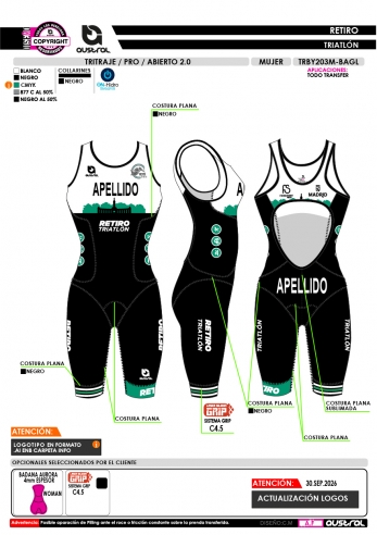 Tritraje PRO abierto 2.0 - Negro