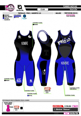 Tritraje PRO abierto 2.0 - Club - Royal