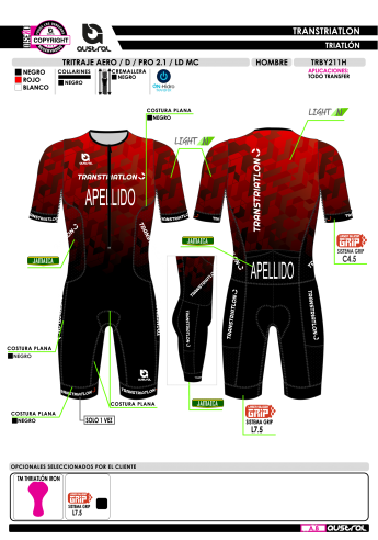 Tritraje AERO D PRO 2.1 LD MC - Rojo