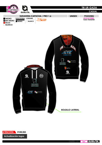 Sudadera Capucha PRO 1.6 - Negro Sudadera Capucha PRO 1.6 - Negro
